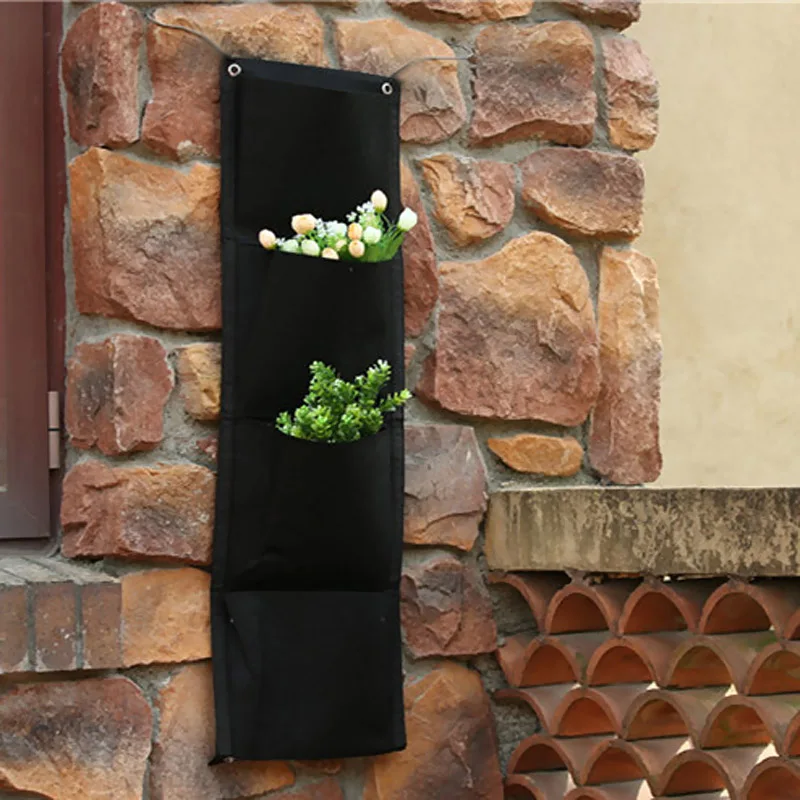 4 Pockets Vertical Bags Wall Planter Wall-mounted Hanging Home Gardening Grow Flower Planting Living Indoor Garden Décoration | Дом и сад