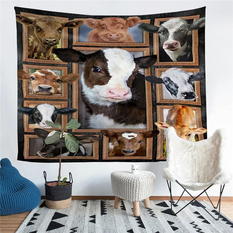 

Milk Cow Printed Cattle Living Room Decoration Wall Hanging Tapestry Yoga Mat Rug Home Decor Art