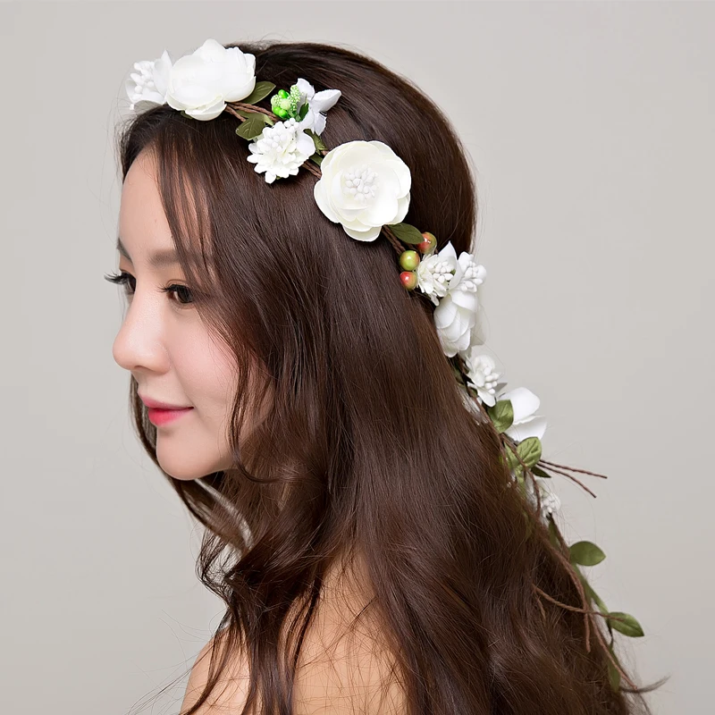 

Wedding Flower Wreath wedding decoration bridal hair headdress Flower Crown hair accessories adjustable party garlands