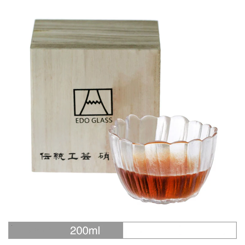 

Japanese Top Technology Bloom Sakura Artwork Edo Crystal Whiskey Neat Cup Chrysanthemum Petal Whisky Glass XO Chivas Wine Bowl