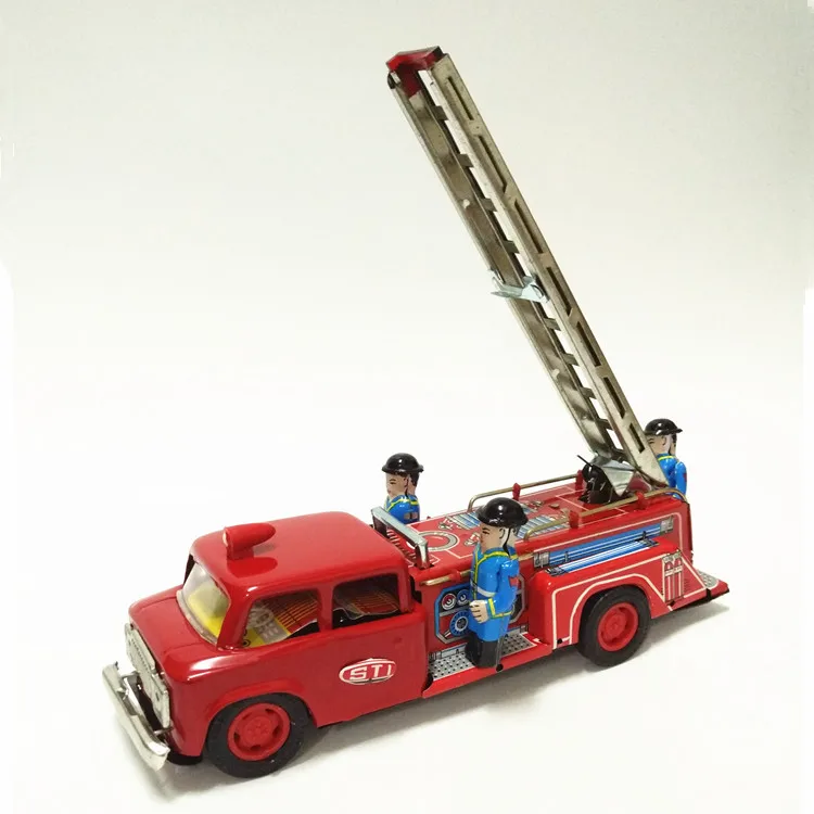 [Забавная] коллекция для взрослых, ретро заводная игрушка, металлический оловянный пожарный грузовик, автомобиль, пожарные, механическая иг... от AliExpress WW