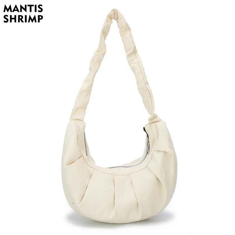 

Дизайнерские сумки для женщин, холщовые дамские сумочки на ремне, модные повседневные плиссированные пакеты с полумесяцем