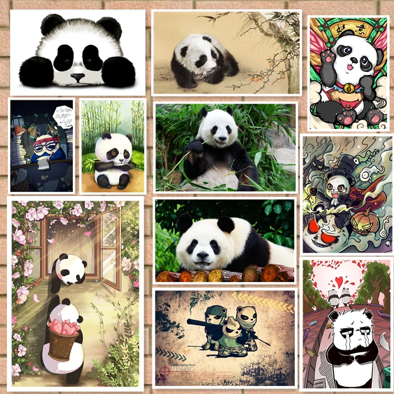 

Panda Posters on the Wall Stickers Tin Sign Garden Decoration Outdoor Metal Plates Decoration for Home Decor Cartoon Gamer Room