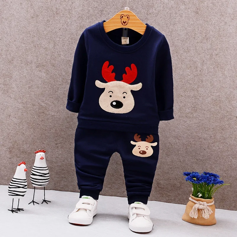 2019 Autumn New 1-4 Year Christmas clothing Baby Clothes Boys Suits Kids Cotton Long Sleeve Round Neck Sweater+Pants Set |