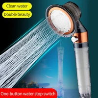 zhangji fashion switch stop button shower head high pressure rain water saving replaceable filter nozzle for bathroon accessary