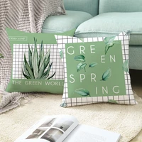 cushion cover green spring plants prints decorative pillowcase throw pillow cover living room sofa car home decor 4545cmpc