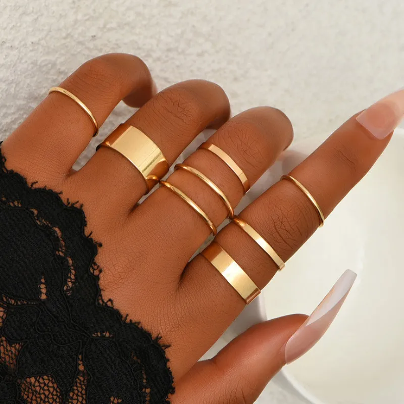 

Rings for Women Charm Jewelry Vintage 8 Pcs/set adjustable Finger Ring Set