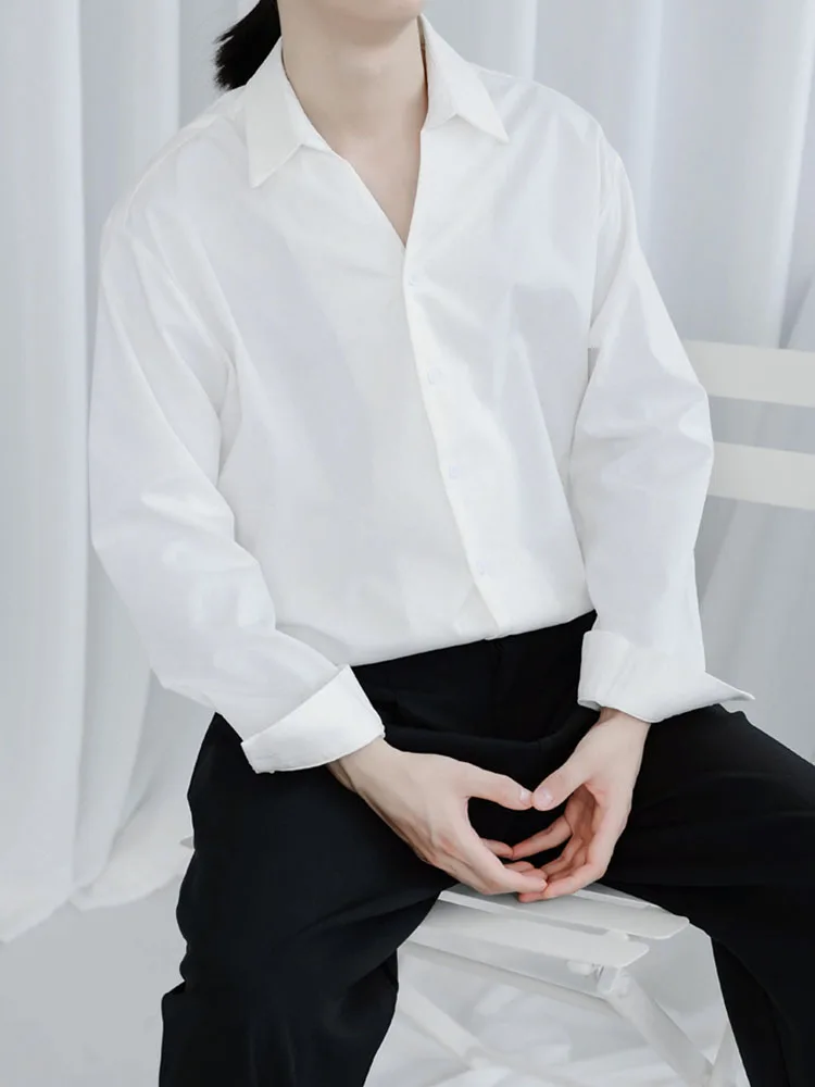 Men's Long-Sleeve Shirt Spring And Autumn New British Mature Gentleman High Street Daily Leisure Loose Large Shirt
