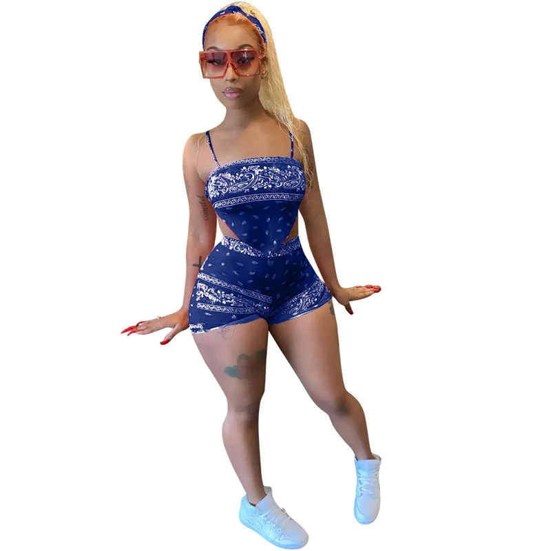 

Adogirl Paisley Bandana Print Sexy Two Piece Set Women Tracksuit Bellyband Camisole Top Shorts Summer Beach Suit