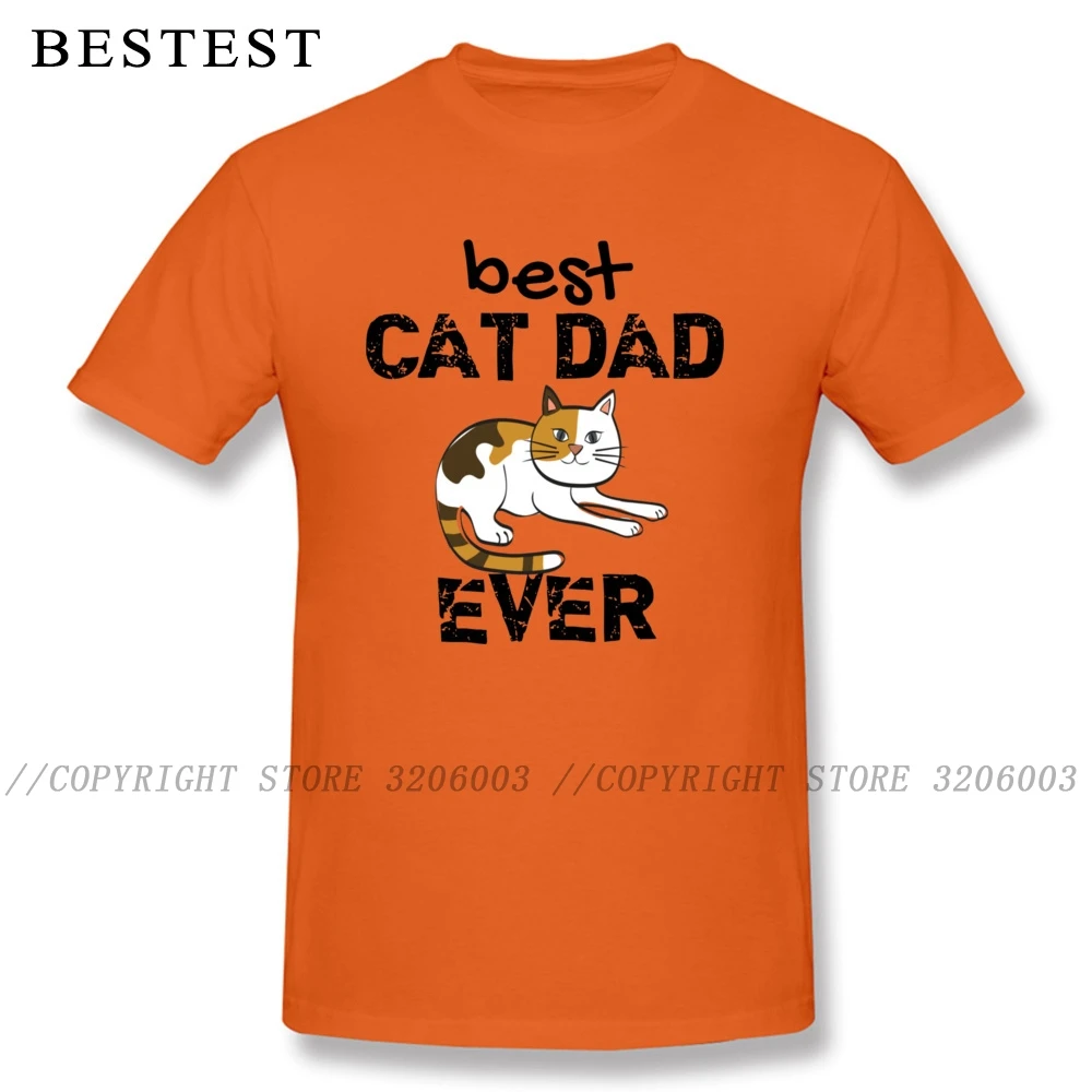 

Printed Best Cat Dad Ever T Shirt Father Day Tops TShirt Short Sleeve Custom Clothing for Men Coupons All Cotton T-Shirts Orange