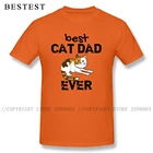 Футболка с принтом Лучший Кот, папа, когда-либо, топы для отца, футболка с коротким рукавом, одежда на заказ для мужчин, все хлопковые футболки оранжевого цвета