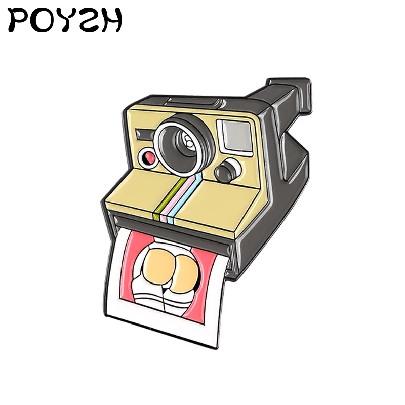 Эмалированная брошь Polaroid для камеры Модная креативная бижутерия винтажный фото