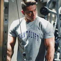 gyms fitness tshirt men casual short sleeve t shirt summer cotton print tee shirt tops male bodybuilding workout tops man appare