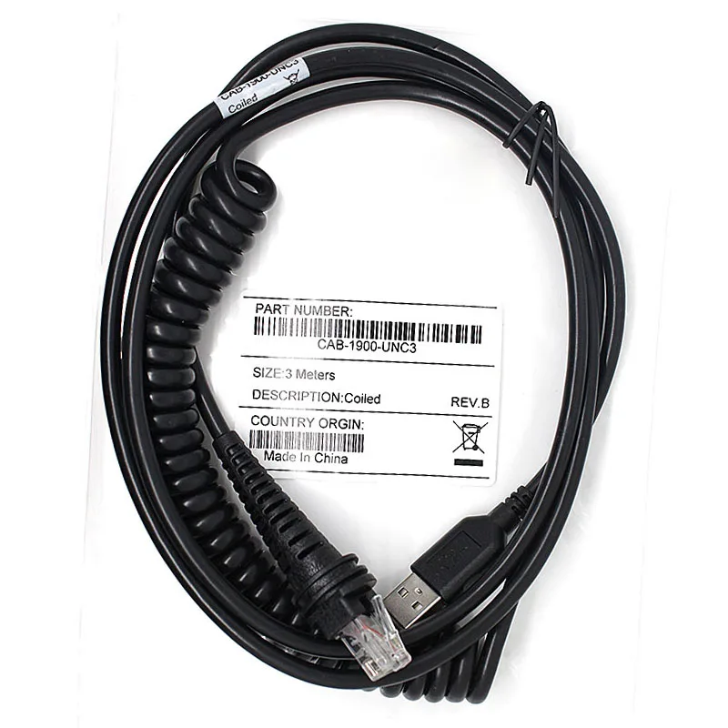 

New 3M Coiled USB Data Cable For Honeywell 1900G 1200 1300G BarCode Scanner