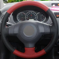 black red genuine leather diy hand stitched steering wheel cover for suzuki sx4 alto old swift