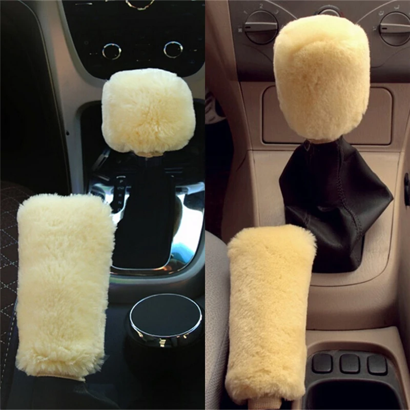 

2PCS Plush Car Decorations Essential Gears Cover Handbrake Cover Auto Supplies