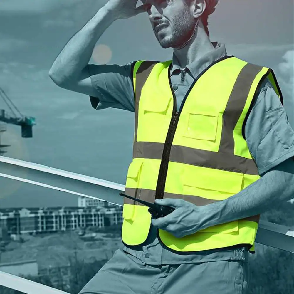 Hi-Vis жилет безопасности Светоотражающая куртка безопасности жилет основовязальная ткань открытый ночной езды бег