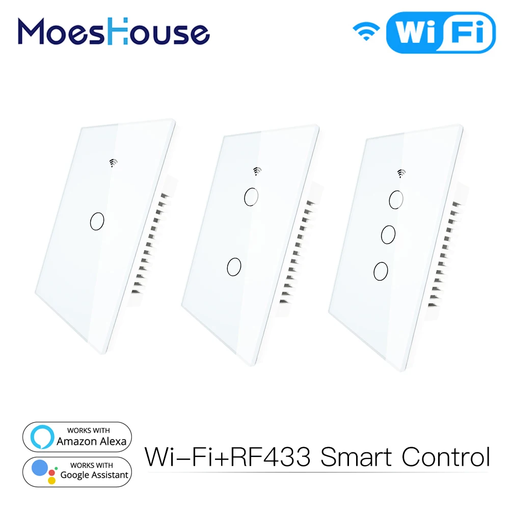 WiFi умный настенный светильник со стеклянной панелью RF433 & Wi Fi Smart Life Tuya APP