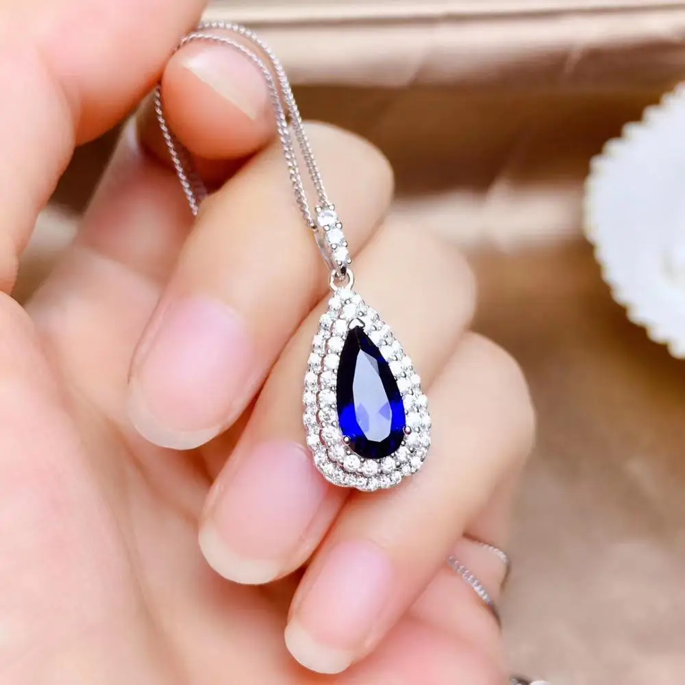 

The Best Gift For your mother Sapphire jewelry set Natural Real Sapphire 925 sterling silver 1pc pendant,1pc ring,2pcs Earring