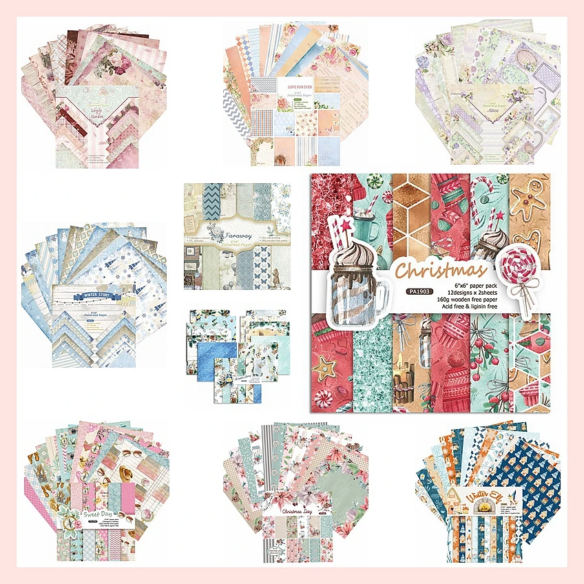 24 листа/набор 6 дюймов кардшток прекрасный скрапбук бумажный коврик сделай сам