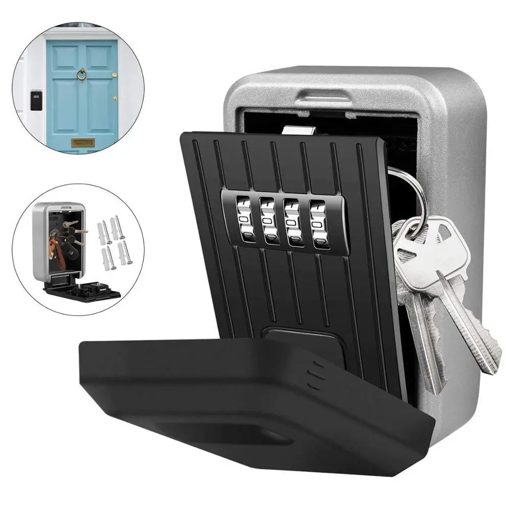 

Настенный Сейф для ключей, миниатюрный ящик для хранения ключей, замок для ключей с 4-значным комбинированным водонепроницаемым чехлом для ...