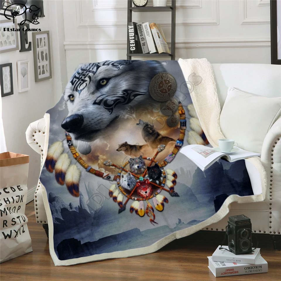 

animal WOLF Hooded Blanket 3D full printed Wearable Blanket Adults/Child Fleece Blanket drop shipping