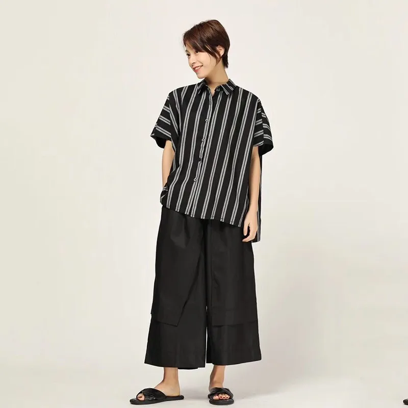 Женская Полосатая Рубашка с квадратным воротником CHICEVER Повседневная Свободная