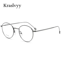 krasivyy pure titanium glasses frame women brand design optical prescription eyeglasses men korean vintage round myopia eyewear