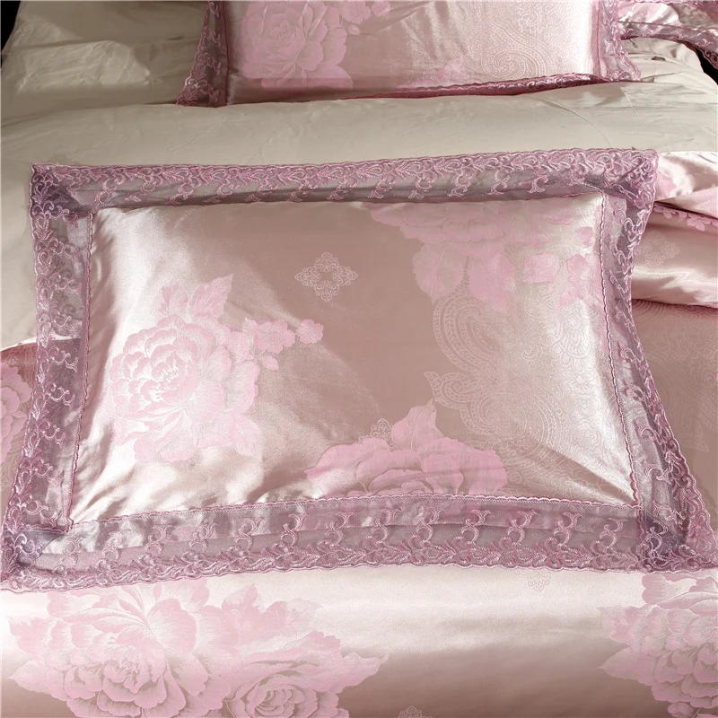 Роскошный жаккардовый Комплект постельного белья с цветами, Комплект постельного белья queen/king size, 4 шт., хлопок, шелк, кружева, оборки, пододеяльник, Комплект постельного белья