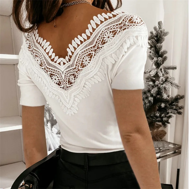 2021 блузка туника с коротким рукавом Элегантная Кружевная блуза Офисные туфли для