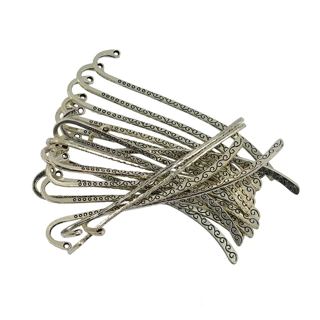 20Pcs Tibetan Silver Beading Line Pattern Bookmarks With Loop For DIY Making | Дом и сад