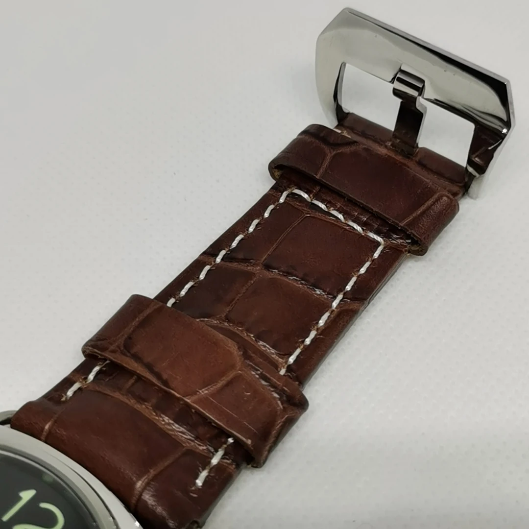 

Luxury Brand New Mens Brown Leather Watch Sapphire Glass Back Automatic Mechanical Hand Wind Sport Watches Green Number 45mm