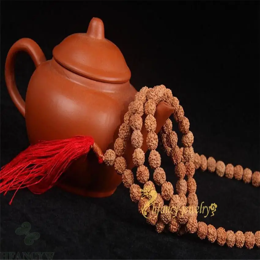 6 мм Rudraksha 108 шарик Мала Браслет на удачу Шарм ручной работы браслет унисекс для