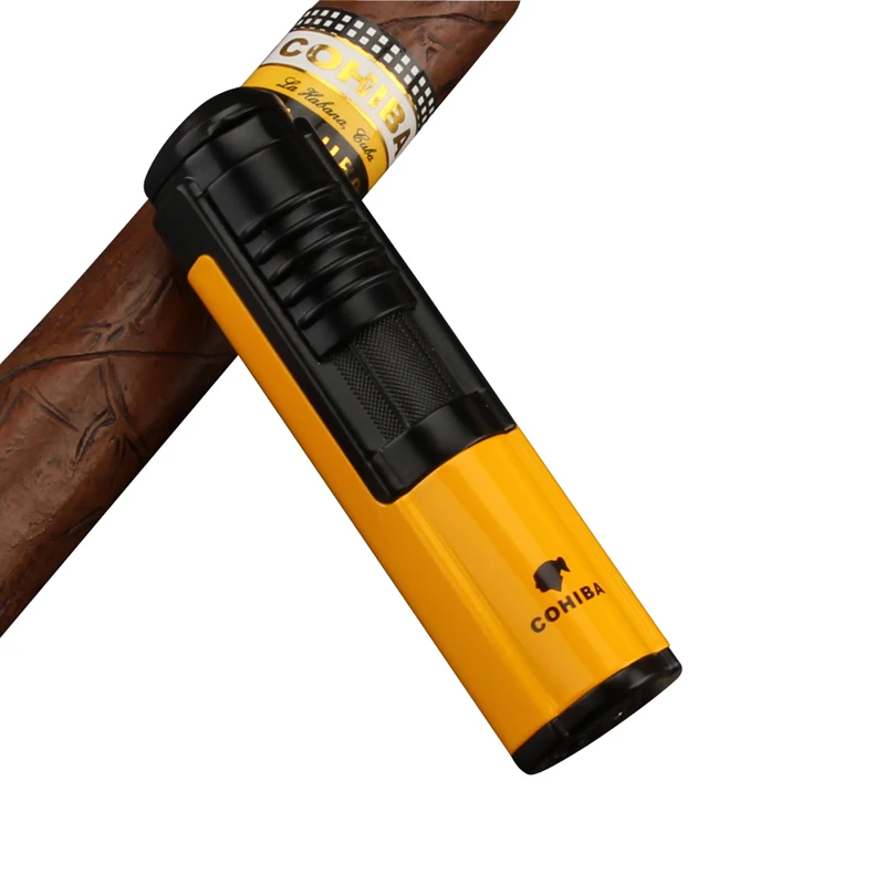COHIBA мини металлическая зажигалка для сигар 1 струйная газовая сигарет с бутаном