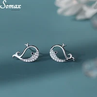 925 sterling silver little whale stud earrings female temperament simple fresh student all match earrings jewelry accessories