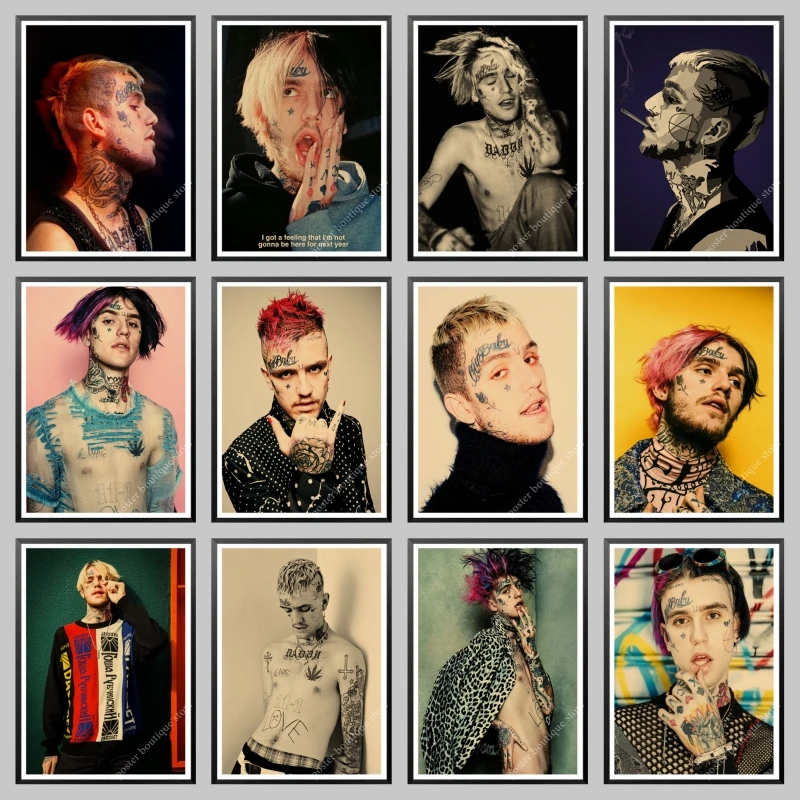 Хип-хоп рэпер Lil Peep постер наклейки на стену Винтаж крафт-бумага печать Высокое
