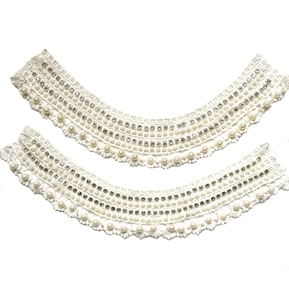 1 шт. белый вышитый бисером хлопковый кружевной воротник кружевом тканевый
