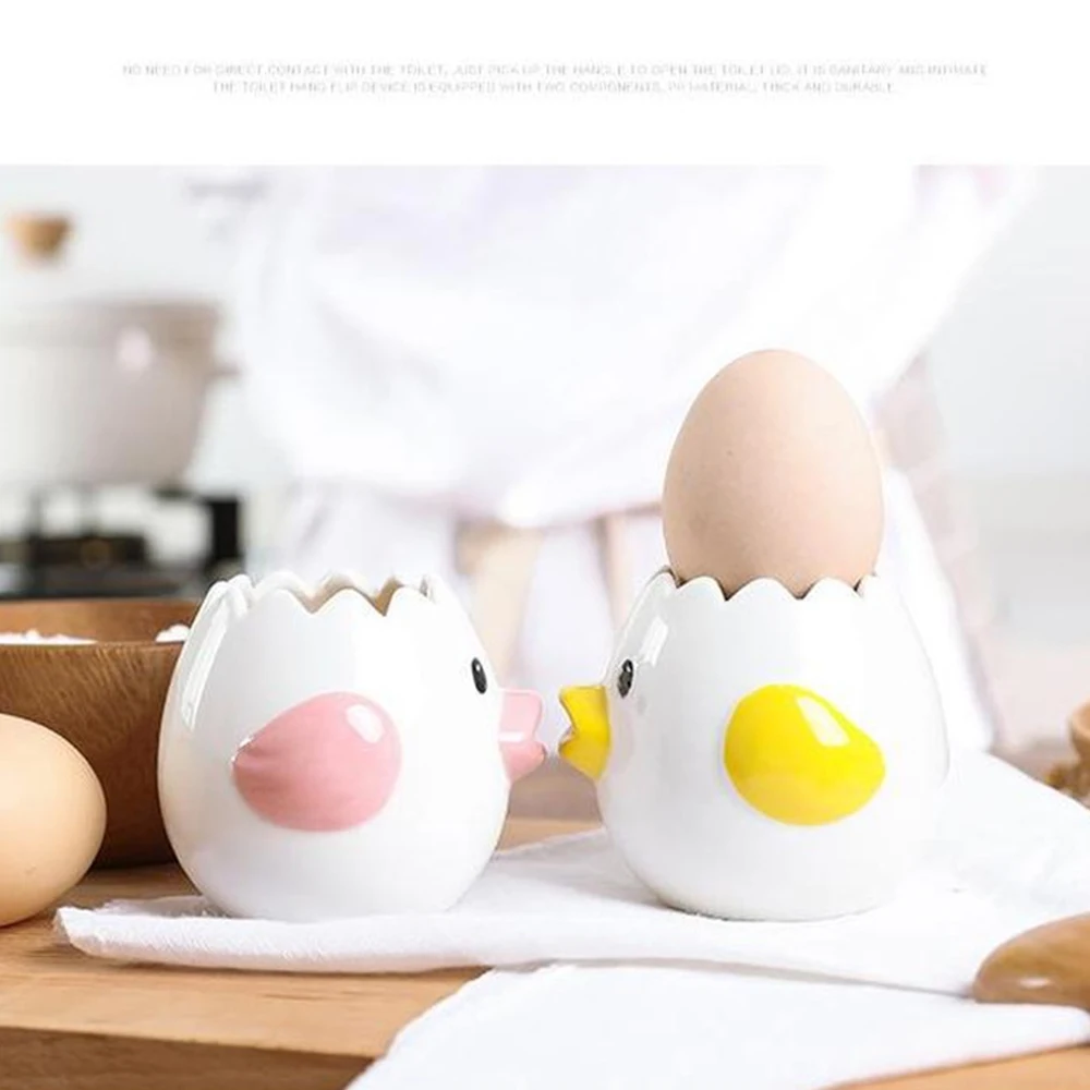 

Creative Cartoon Chicken Egg Yolk White Separator Ceramics Ceramic Cartoon Chick Egg Separator Dining Cooking Kitchen Gadget
