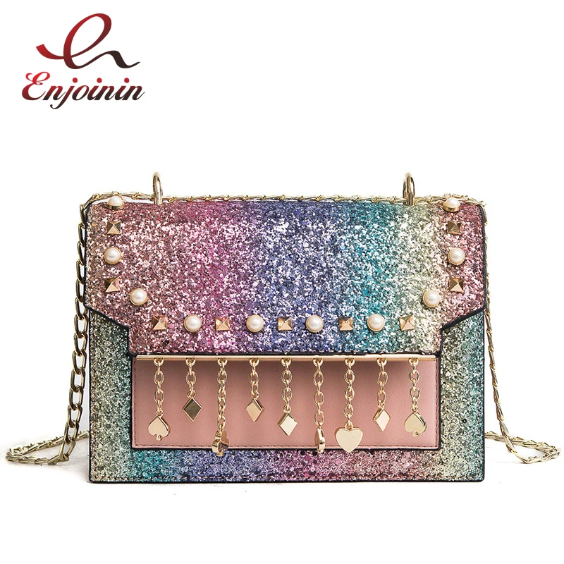 Модные женские кошельки и сумочки с блестками градиентных цветов металлическими