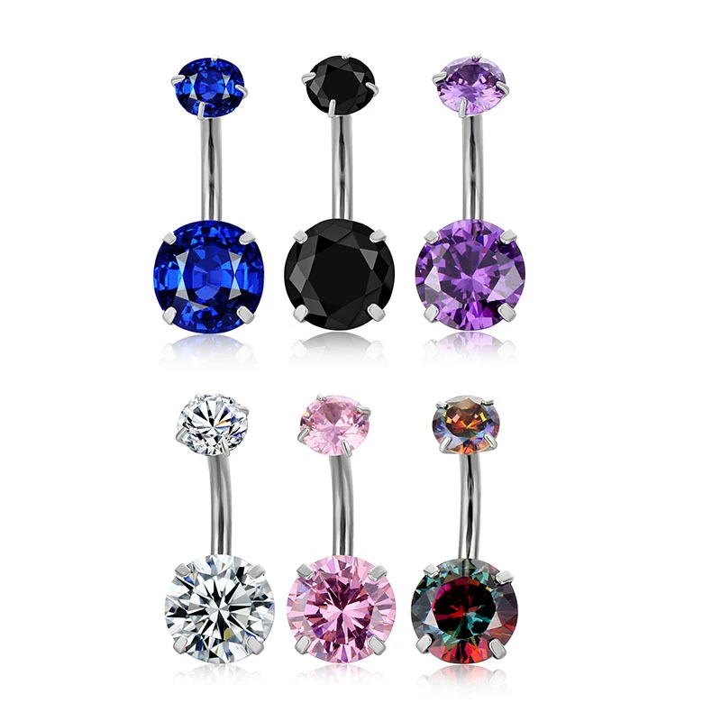 

6 Colors 14G Belly Button Rings Stainless Steel Barbells for Women Girls Navel Rings GZ Body Jewelry Piercing