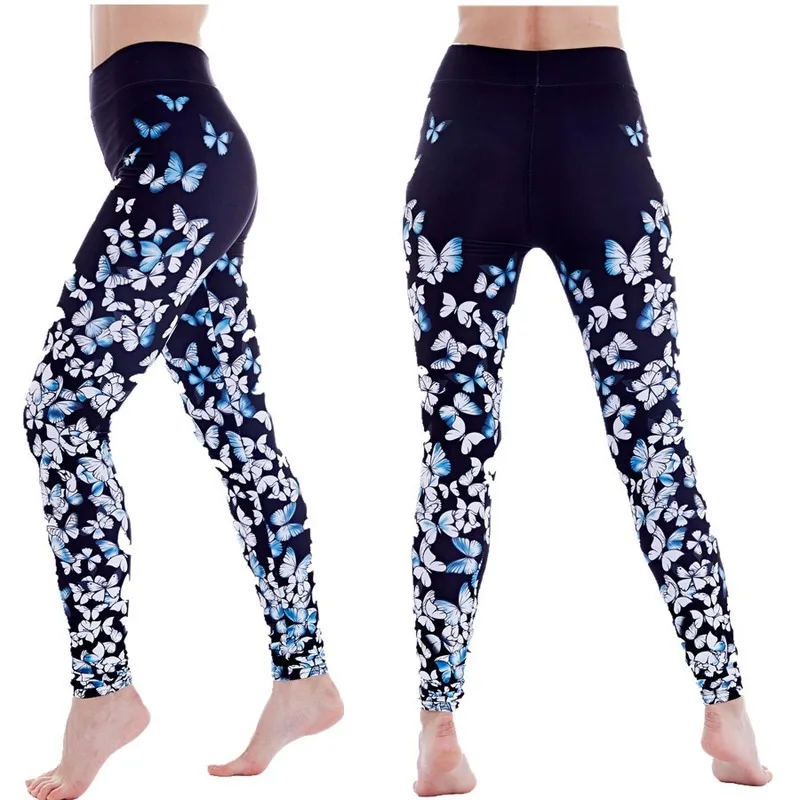 Kezrea женские модные леггинсы с цифровым принтом бабочки 2019 осенние Стрейчевые