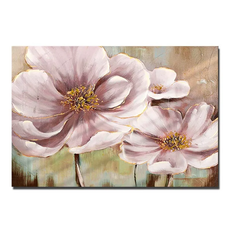 Hand Painted Abstract Pink Blooming Flowers Wall Picture Canvas Oil Painting Living Room Home Art Decoration Drop Shipping | Дом и сад