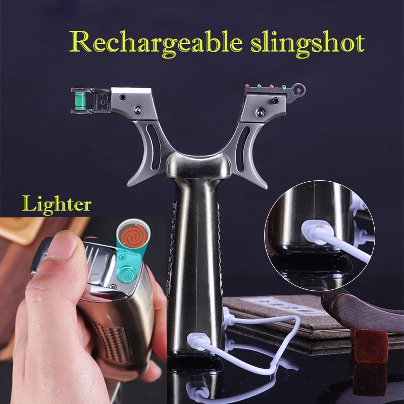 

Cigarette Lighter Slingshot Rubber Band Infrared Laser Multi-directional Adjustment Flat Leather Fast-press Outdoor Hunting Bow