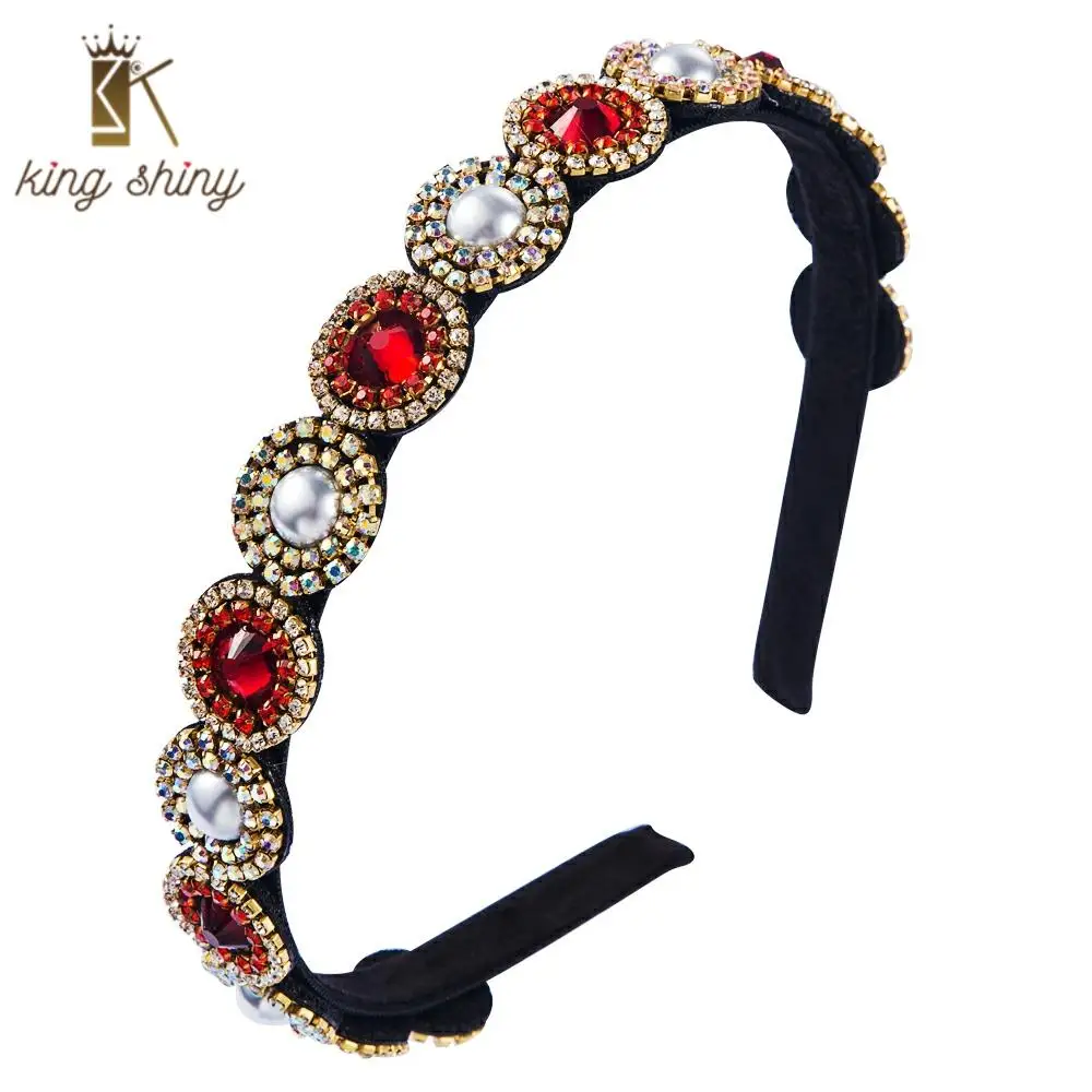 

Luxury Rhinestone Pearl Headbands for Woman Gold Color Round Accessories Woman Bridal Tiara Crown Wedding Party Hair Accessories