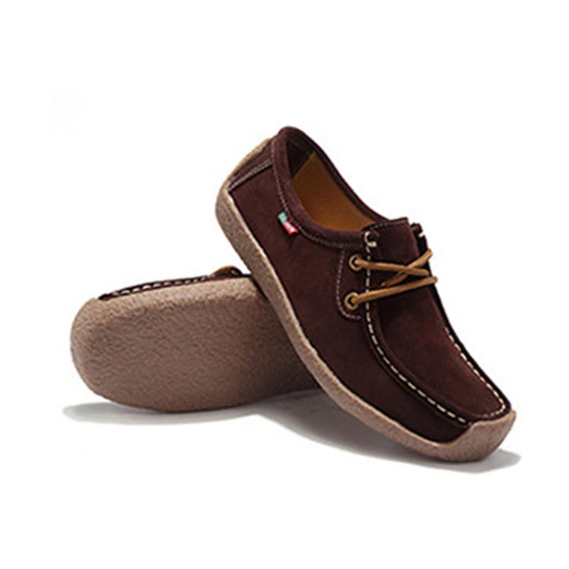 

Women Genuine Leather Flat Shoes Lace up Sneakers Autumn Oxford Shoes Female Loafers Casual Suede Flats Stitching