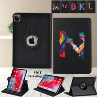 360 degrees rotating tablet case for apple ipad 10 2 inch 9th gen 2021 initial name 26 letters smart auto sleepwake shell