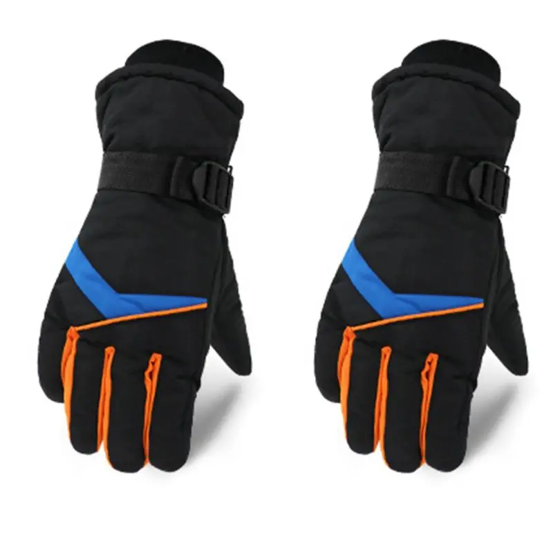 

Men Winter Windproof Ski Gloves Contrast Color Stripes Waterproof Warm Mittens Y98F