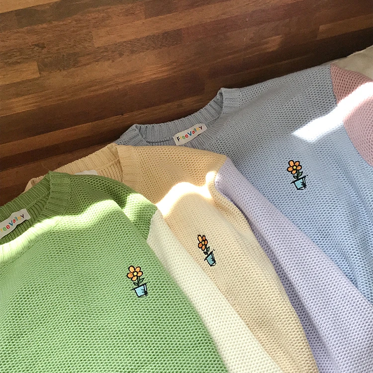 REALEFT/осенне-зимние теплые женские свитера с круглым вырезом и вышивкой пуловер в