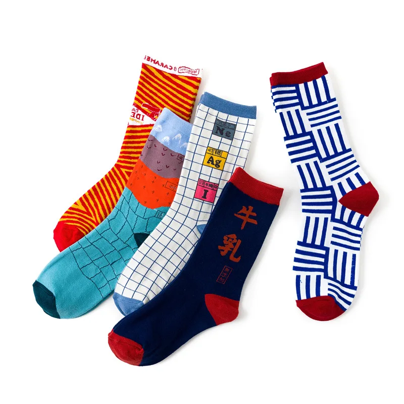 Длинные хлопковые носки с разноцветным принтом мужские забавные Harajuku