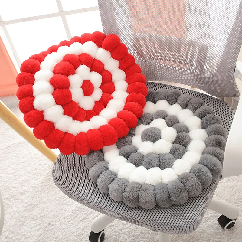 

Round Shape Plush Seat Cushion Thickened Short Pile Cute Pillows For Dining Chairs Stuffed Toys Dolls